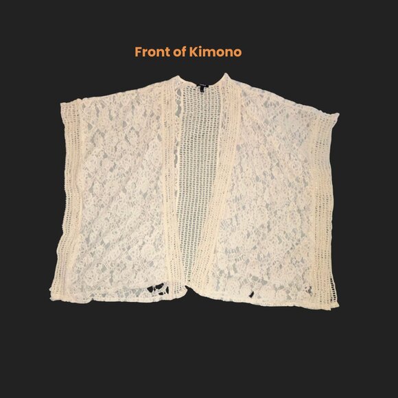 Never Worn Boho Torrid Mixed Lace and Pointelle Poncho-cream Sz 3/4 plus size - Picture 3 of 8